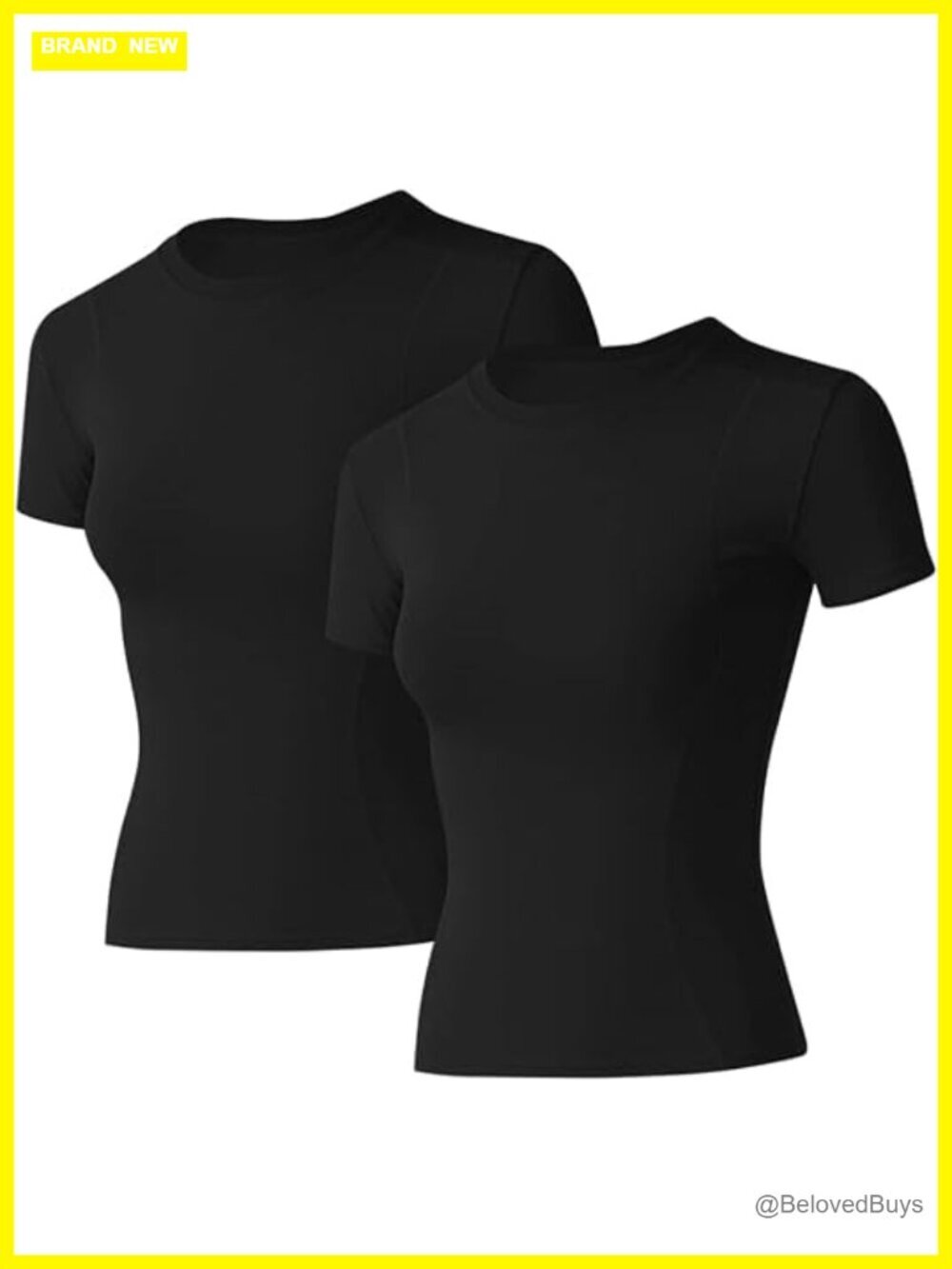 Women's Compression Athletic Tee Workout Shirt Dry Fit Yoga Top 2-Pack